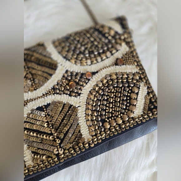 Ecote leather sequined cluch with removal chain shoulder strap - Picture 2 of 7